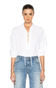 Nili Lotan White Cotton Lace Up Shiloh Top Size Small - Bild 1 von 10