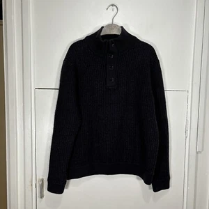 Maglione Reiss Wayne blu navy con colletto e bottoni misto lana taglia XL uomo - Foto 1 di 6
