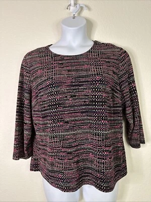 Top tejido elástico manga 3/4 tejido púrpura Laura Ashley para mujer talla grande 1X Foto 1 de 4