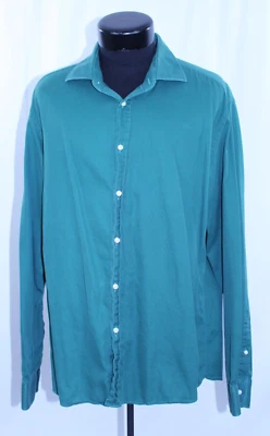 男式 Ralph Lauren 紫色标签纽扣正装衬衫 2XL 意大利制造平底绿色 — 第 1/4 张图片