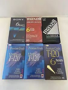 6 VHS SONY Maxwell en blanco sellados grado premium T-120 - Imagen 1 de 2