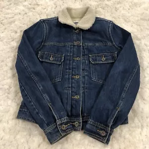 Old Navy Sherpa Fleece Lined Jean Jacket Blue Y2K Cowgirl Womens Size S - Picture 1 of 8