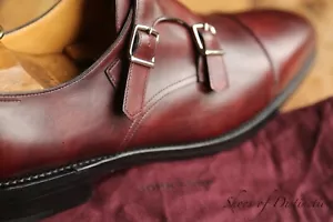 John Lobb Burgundy Museum Calf Leather Monk Buckle Shoes Men's UK 10 E US 11 NEW - Picture 1 of 12