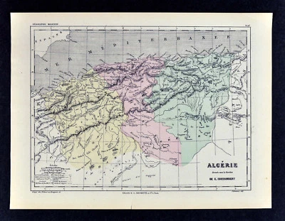 1865 Cortambert Map - Algeria Alger Oran Constantine Algers Barbary North Africa - Image 1 of 2