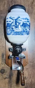 Coffee Grinder Dutch Blue Windmill Wall Mounted Home Kitchen Office Gift - Picture 1 of 5