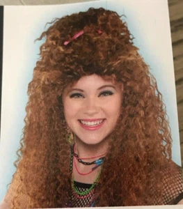 brown 80s crimp wig halloween accessory - Picture 1 of 3