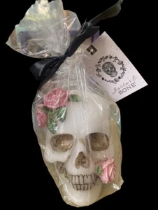 Candle Roses & Sugar Skull Mortar & Bone Halloween, Party, Romance, Spirit, Goth - Picture 1 of 3