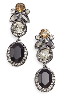 Brincos de gota lineares de cristal austríaco tom hematita GIVENCHY novos $78 - Imagem 1 de 4