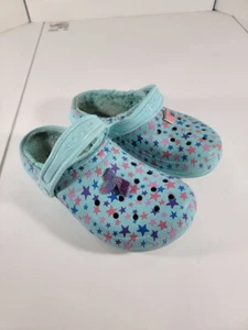 Crocs Classic Lined Star Print Clogs Youth Junior Girls Size 2 Light Blue Stars - Picture 1 of 8