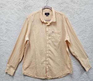 Peter England Men Shirt XXL Orange Cotton Blend Long Sleeve Slim Fit Dress Shirt - Picture 1 of 20