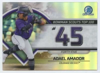 2023 Bowman Scouts Top 100 Refractor #BTP-45 Adael Amador  Colorado Rockies - Image 1 of 2