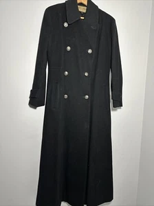 Fleet Street Damen schwarz lang 100 % reine Wolle zweireihig Mantel Größe 6 USA - Bild 1 von 12