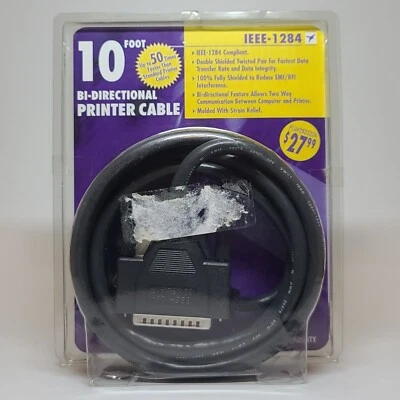 IEEE-1284 10 Foot Bi-Directional Cable DB25 to Centronics36 - NEW - Image 1 of 3