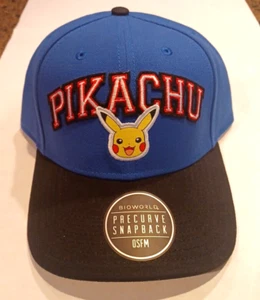 PIKACHU POKEMON BASEBALL CAP BIOWORLD PRECURVE SNAPBACK OSFM MÜTZE - NEU! mit Etikett - Bild 1 von 5