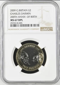 2009 Great Britain £2 Charles Darwin Mint State NGC MS 67 DPL - Picture 1 of 3