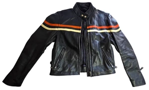 VINTAGE Black Leather Women's Motorcycle Jacket Size Small - Picture 1 of 5