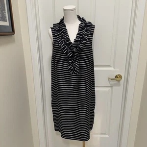 Kate Spade, 100% Silk, Navy And White striped shift dress sz 12/14, L - Picture 1 of 8