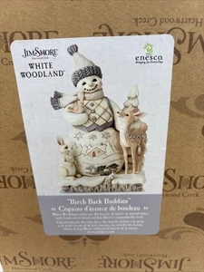 JIM SHORE BIRCH BARK BUDDIES (6011616) WHITE WONDERLAND SNOWMAN WITH DEER - Picture 1 of 3