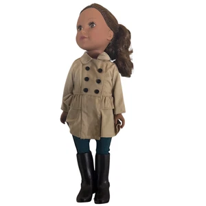Our Generation 18 Zoll Puppe braune Haare braune Augen mit Trenchcoat Stiefel Outfit - Bild 1 von 4