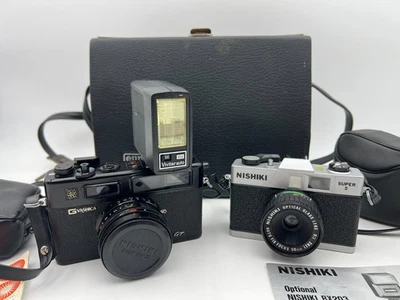 Yashica Electro 45 mm GT Camera Flash Nishiki 50 mm Super II Lot Bag Crack Lense - Image 1 of 4