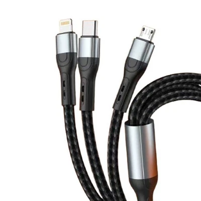 3 in 1 fast USB Charging Cable Universal Multi Function Cell Phone Charger Cord - Image 1 of 4