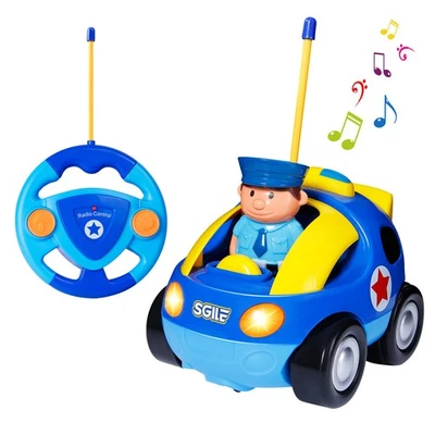 SGILE Kinder Ferngesteuertes Spielzeugauto, RC Polizeiauto mit Licht und Musik