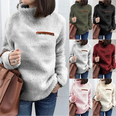 Womens Ladies Warm Teddy Bear Fleece Hoodie Jumper Pullover Sweatshirt Size 6-24 - Image 1 of 4