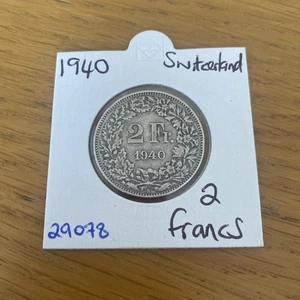 1940 Switzerland Swiss 2 Francs Silver Coin (29078) - Picture 1 of 4