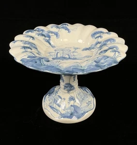 "Deborah Sears Isis Cerámica Oxford Soporte para Pasteles de Té 8 1/2"" Diámetro Azul y Blanco" - Imagen 1 de 9