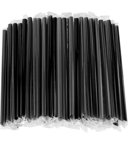 200 Pcs Black Boba Straws Jumbo Straws Individually Wrapped Plastic 8.5 Inches L - Picture 1 of 2