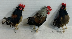 (3) Ornamenti Gallo Piumato L/Decorazione Albero/Corona Decorazione - Foto 1 di 12