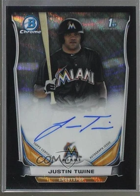 2014 Bowman Draft Chrome Pick Black Wave Refractor /15 Justin Twine #BCA-JT Auto - Image 1 of 2