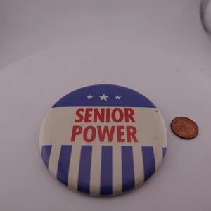 Senior Power Pinback Button School Pride Stripes Stars Vintage Pin class - Picture 1 of 2