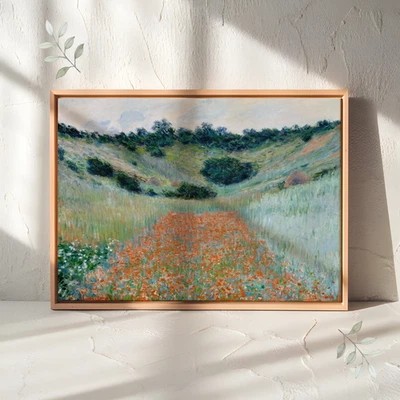 Impresión en lienzo Giclee Poppy Field Near Giverny de Claude Monet, envolvente enmarcada Foto 1 de 4