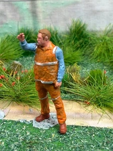 MODEL RAILWAY Figure SITE WORKER  HO OO 3D SCALE PRINTED HAND PAINTED - Picture 1 of 6