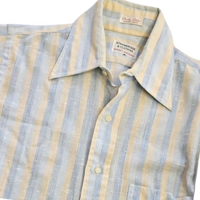 Vintage GANT Shirtmakers x Strawbridge Derby Linen Shirt 60s 70s M • Striped - Image 1 of 4