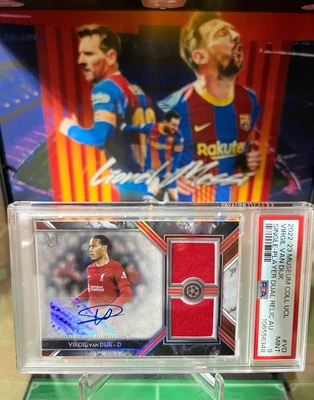 2022-23 Topps Museum Single Player Dual Relic Auto /199 VIRGIL VAN DIJK PSA 9 - Image 1 of 4