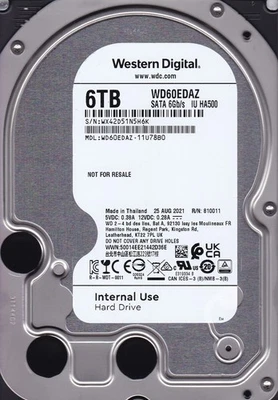 WD60EDAZ-11U78B0 sn: WX42D5 AUG/2021 R/N: 810011 6TB SATA 3.5" Western Digital - Image 1 of 4