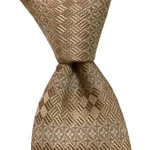 LOUIS VUITTON Herren 100 % Seide XL Krawatte ITALIEN Luxus Geometrisch Hellbraun/Blau EUC Selten - Bild 1 von 3