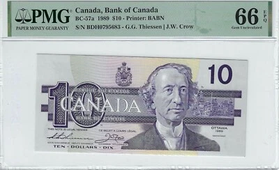 1989  BOC BC-57a, $10 Thi/Cro SN# BDH 0795683 PMG GEM UNC 66 PPQ - Image 1 of 2