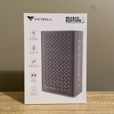 Victrola Music Edition 1 Portable Bluetooth Speaker IP67 Silver Sealed - Image 1 of 4