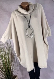 NEU Oversize long Pullover Turtleneck halbarm 5163 IVORY bis Gr 46 /48 - Bild 1 von 5