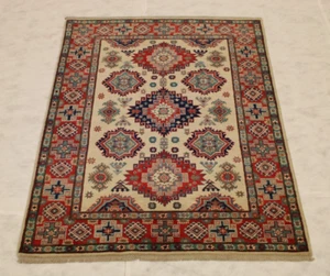 4'11" x 6'9" ft. Afghan Kazak Hand Knotted Tribal Wool Oriental Colorful Rug - Picture 1 of 8