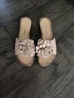 Mariella Shoes Womens Size 8 M Beige Flower Leather Slides Made In Italy