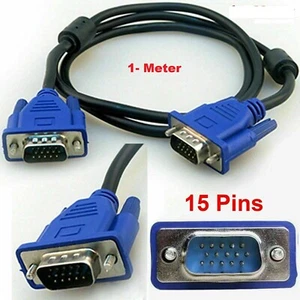 1 M METRE VGA/SVGA 15 PIN MALE TO MALE PC MONITOR TV LCD LED TFT CABLE LEAD - Picture 1 of 6