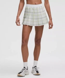 High-Rise Pleated Tennis Skirt: Match Plaid Mini White Multi - Size 8 - Picture 1 of 5