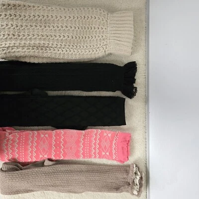 Lote De Colección De 5 Calcetines Calentadores De Piernas Lolita Encaje Brillo Rosa Tejido Fair Isle Foto 1 de 4