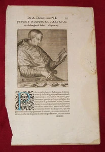 1584.Illustrierte Männer.GEORGE D'AMBOISE CARDINAL.A.Thèvet - Bild 1 von 1