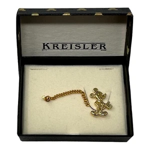 Vintage 90s Disney Mickey Profile Kreisler Tie Tack Pin Gold Plate Hand Shake - Picture 1 of 12