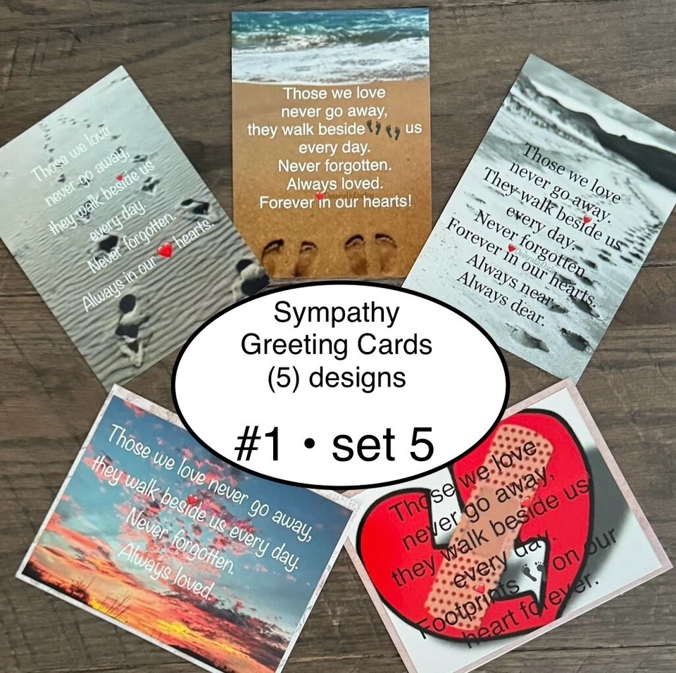 Sympathy - Condolences Greeting cards - Set Of 5 - White Envelopes - Image 1 of 4